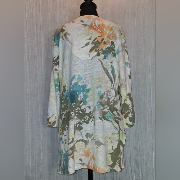 Chico's Multicolor Floral Linen Tunic Top - Picture 4 of 6